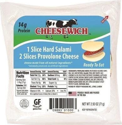 Product Image of Provolone 1 Slice Hard Salami 2 Slices Cheese